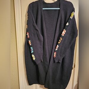 SHEIN Dark Blue Cardigan with Colorful Sleeve Details